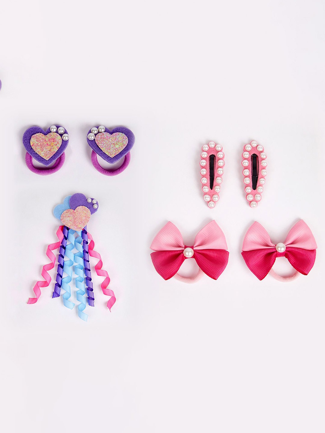 

RIBBON CANDY Set Of 7 Girls Embellished Hair Accessory, Pink