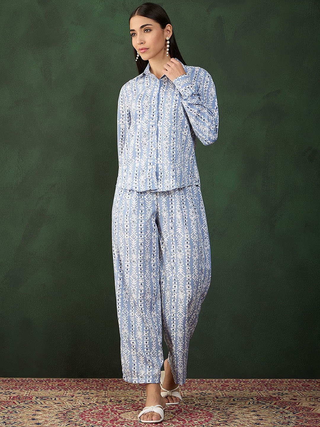 

Nimayaa Digital Printed Shirt & Trousers, Blue