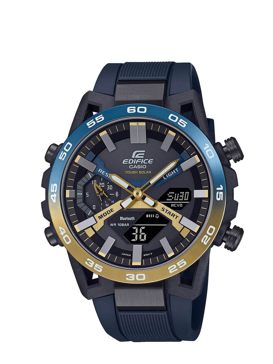 

CASIO Men Dial & Cuff Straps Analogue and Digital Chronograph Solar Powered Watch ED610, Blue