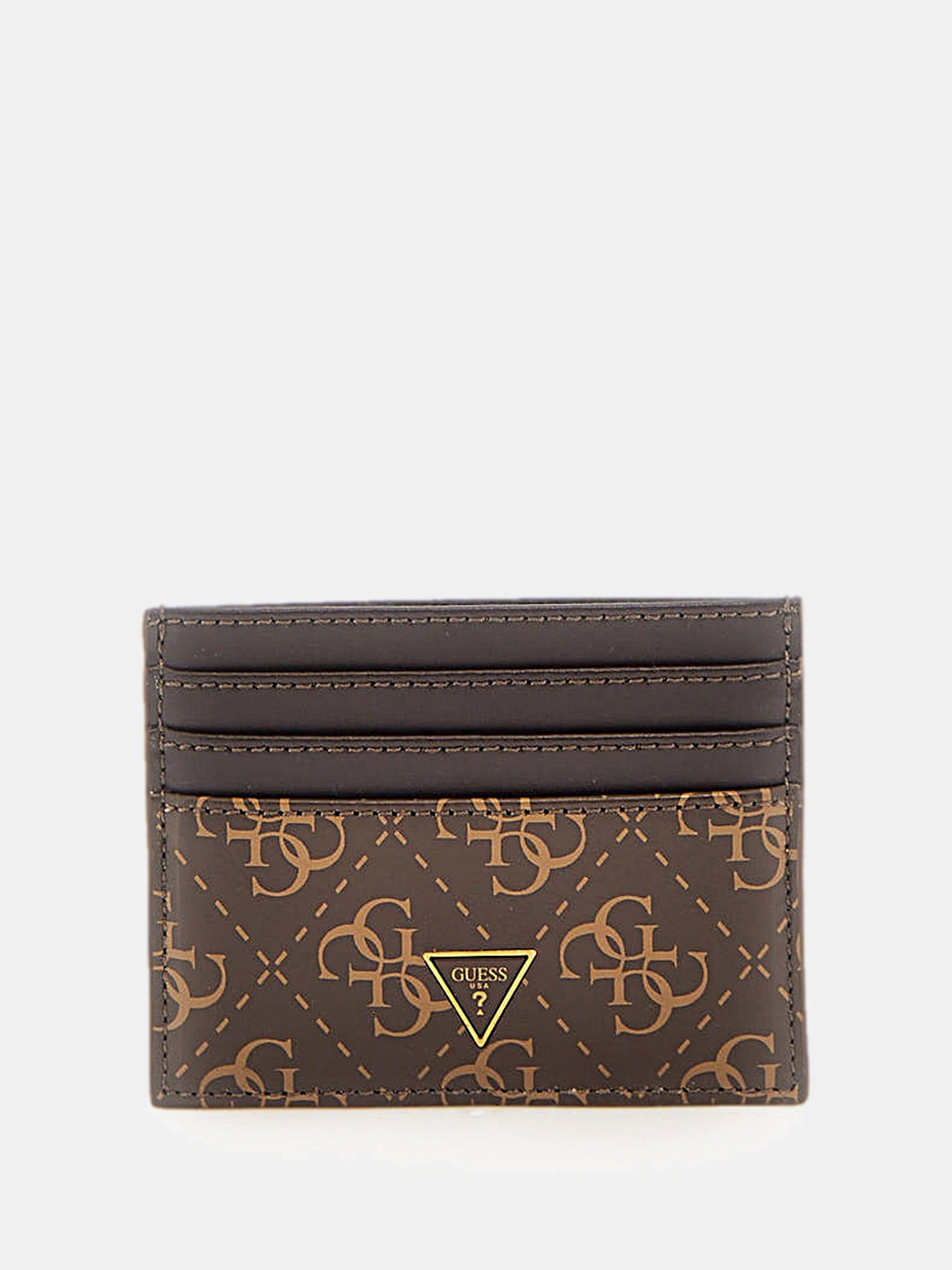 

GUESS Men Printed Leather Card Holder, Brown