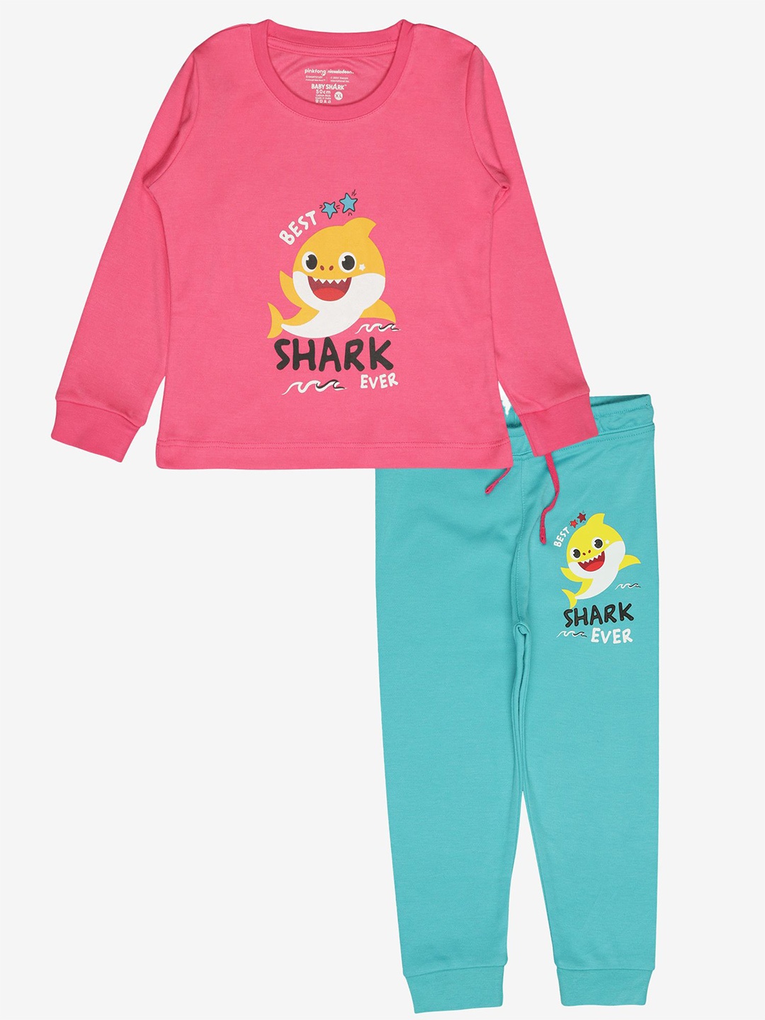 

Bodycare Kids Girls Baby Shark Printed T-shirt With Joggers, Fuchsia