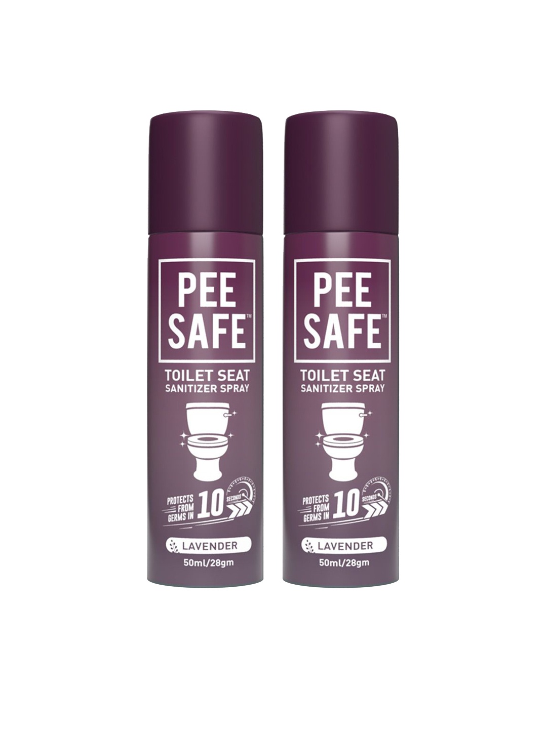 

PEESAFE Set Of 2 Reduces UTI Risk Toilet Seat Sanitizer Spray-50ml Each-Lavender