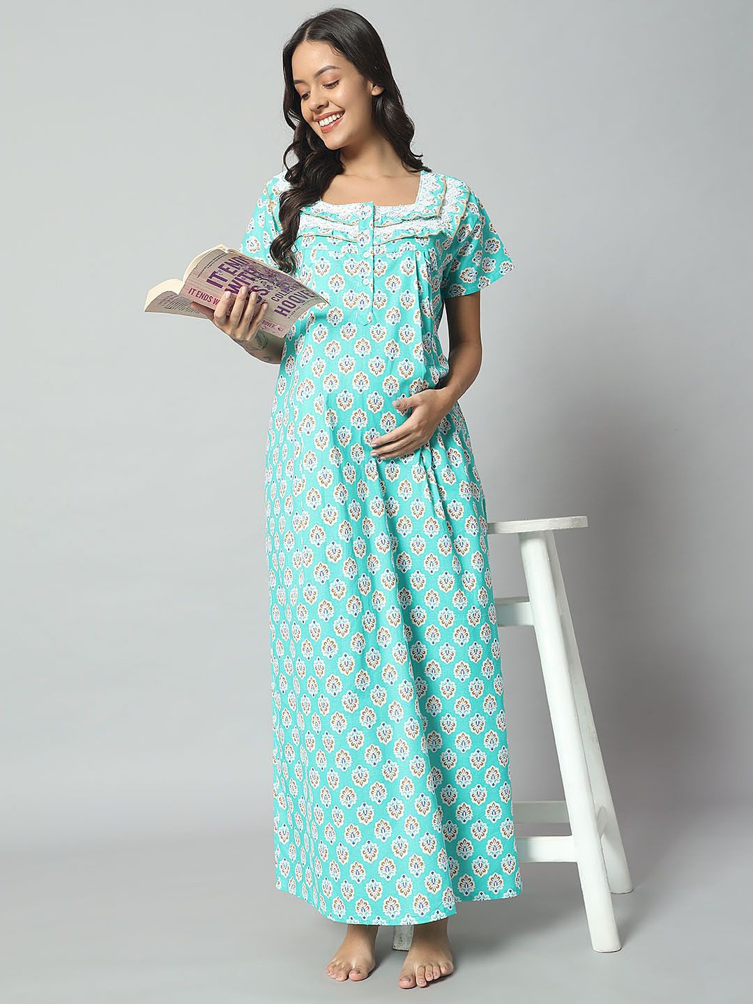 

SEPHANI Printed Maxi Nightdress, Green
