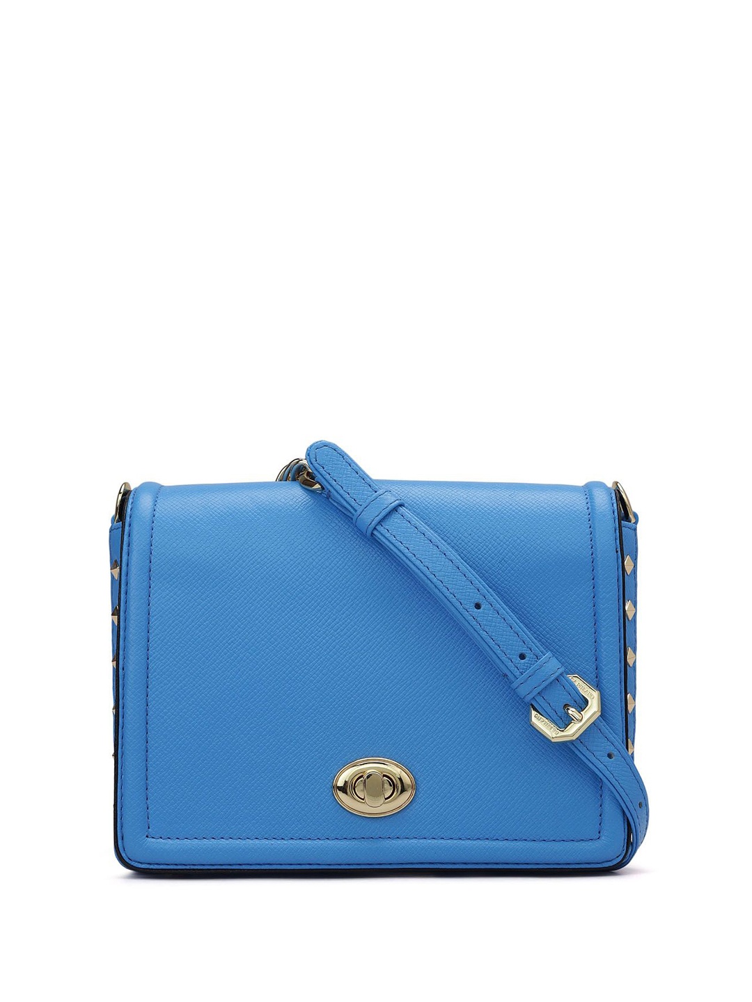 

Da Milano Textured Leather Oversized Structured Sling Bag, Blue