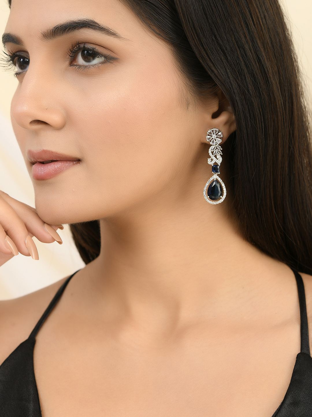 

Silvermerc Designs Silver-Plated American Diamond Drop Earrings