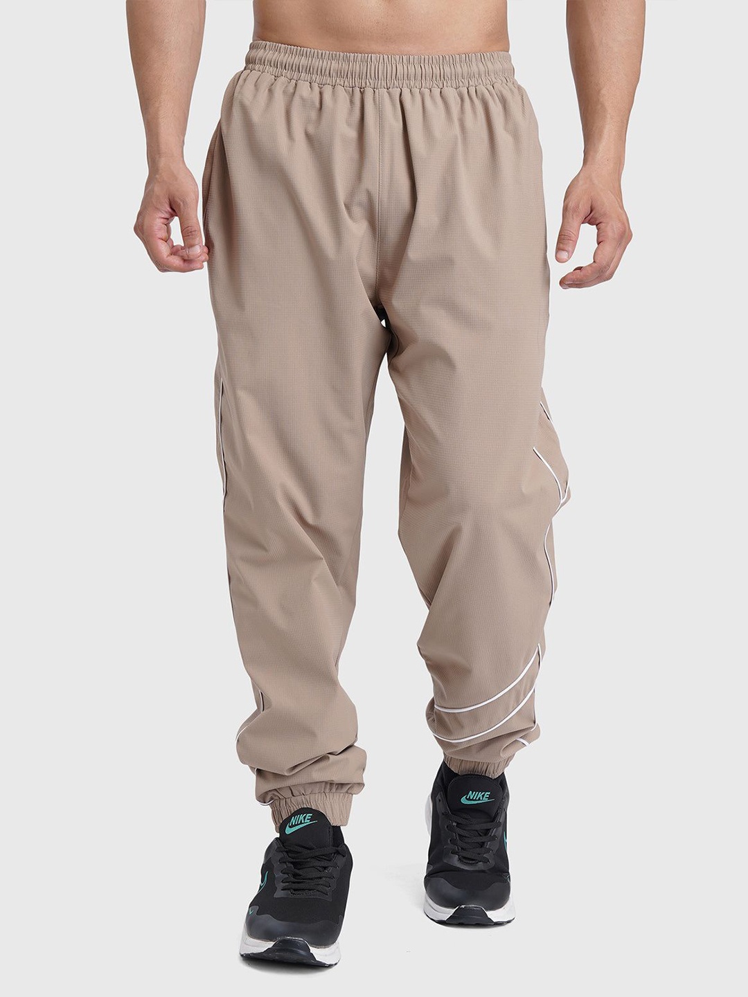 

FUAARK Men Mid-Rise Joggers Track Pants, Beige