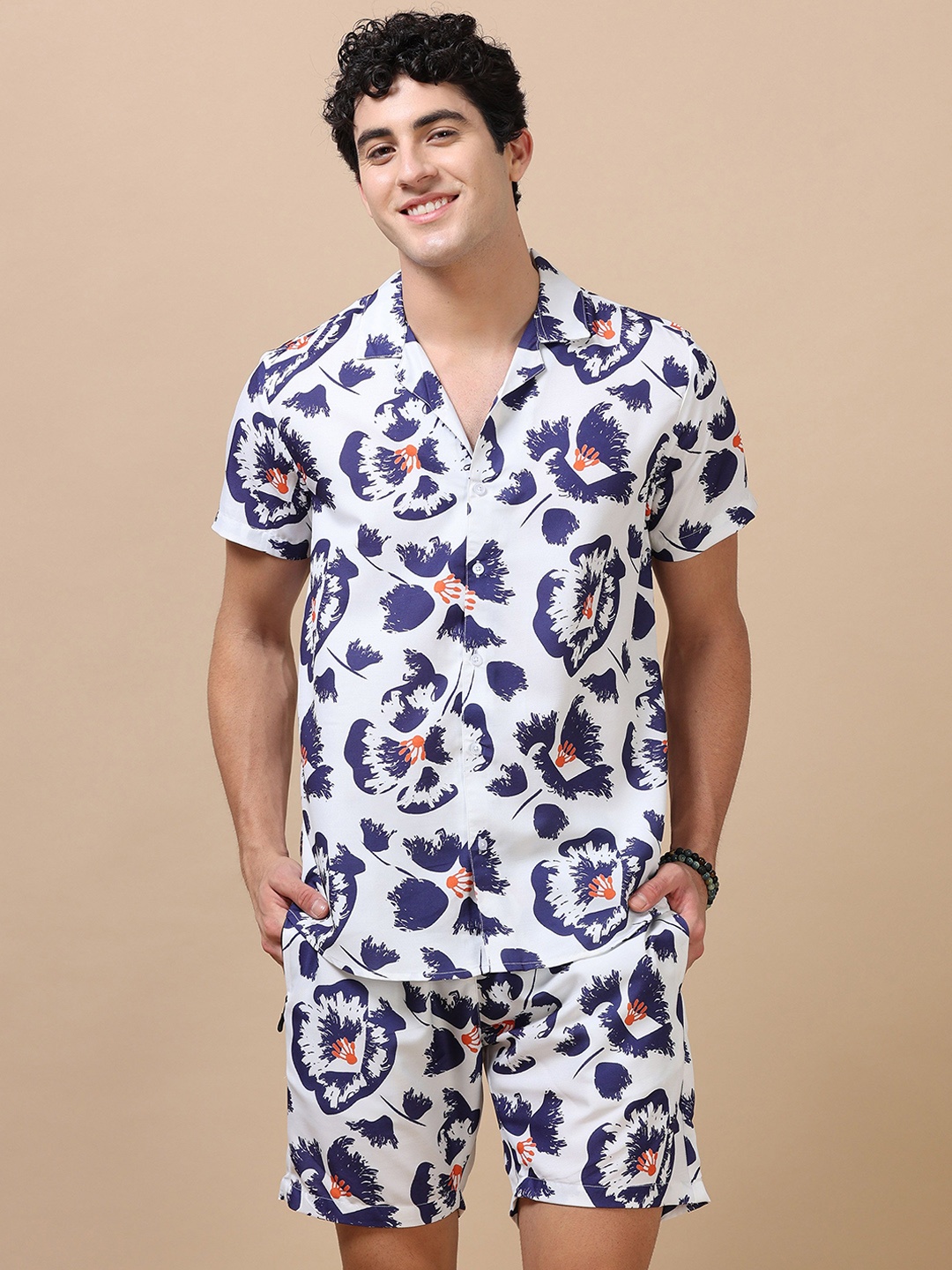 

Bushirt Printed Shirt & Shorts Co-Ords Set, Blue