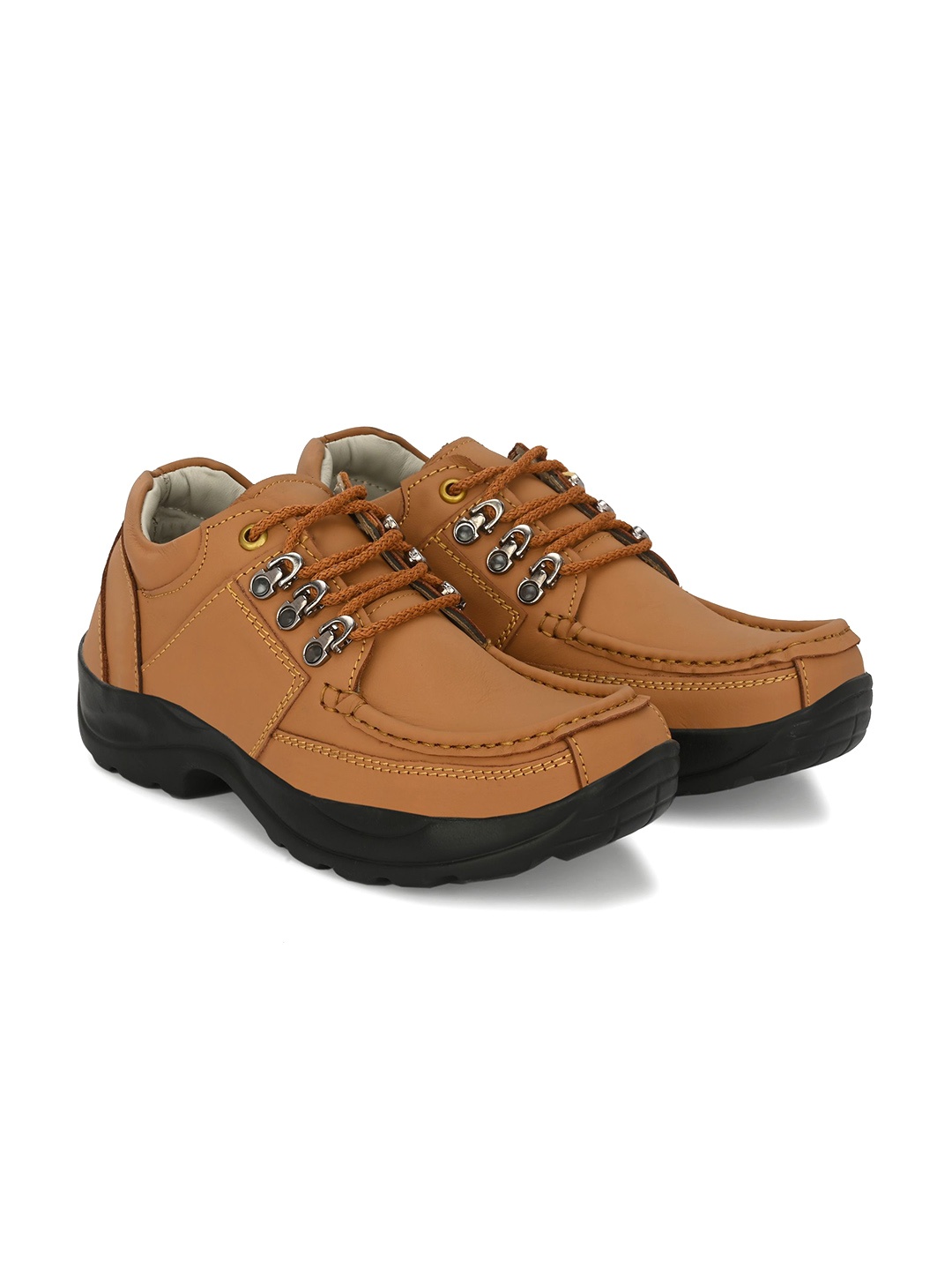 

SHOE DAY Men Leather Trekking Shoes, Tan