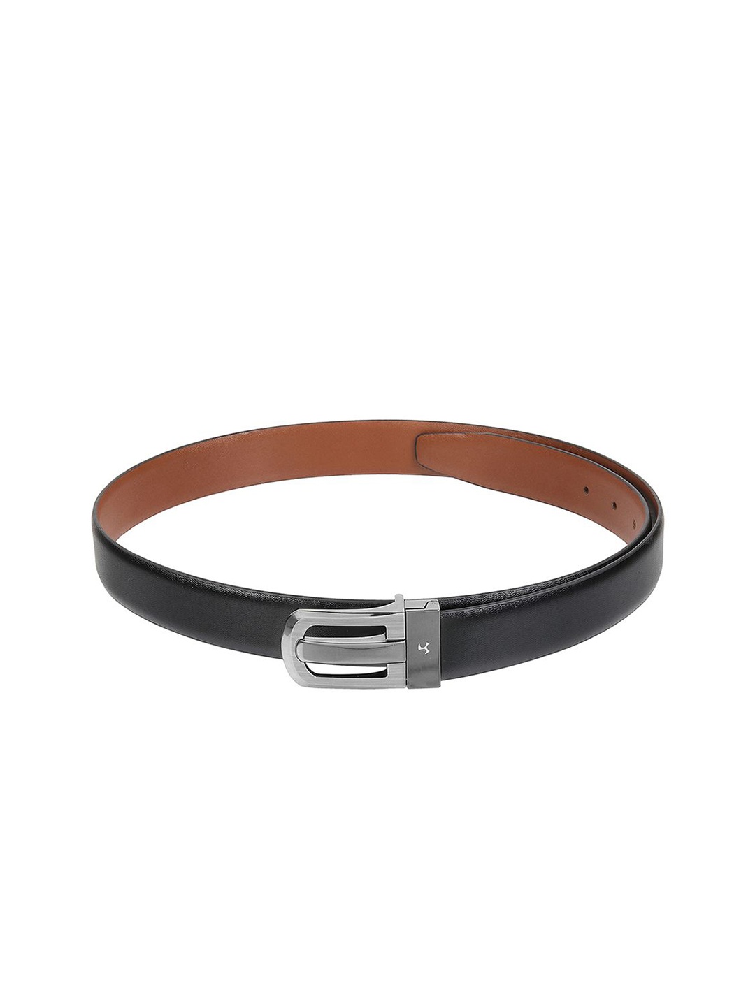 

Mochi Men Textured Push Pin Closure Leather Reversible Belt, Black