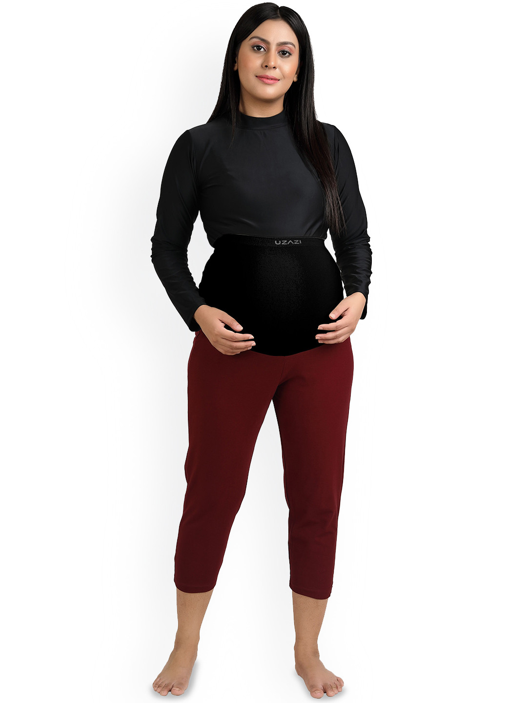 

Uzazi Three-Fourth Length Maternity Leggings, Maroon