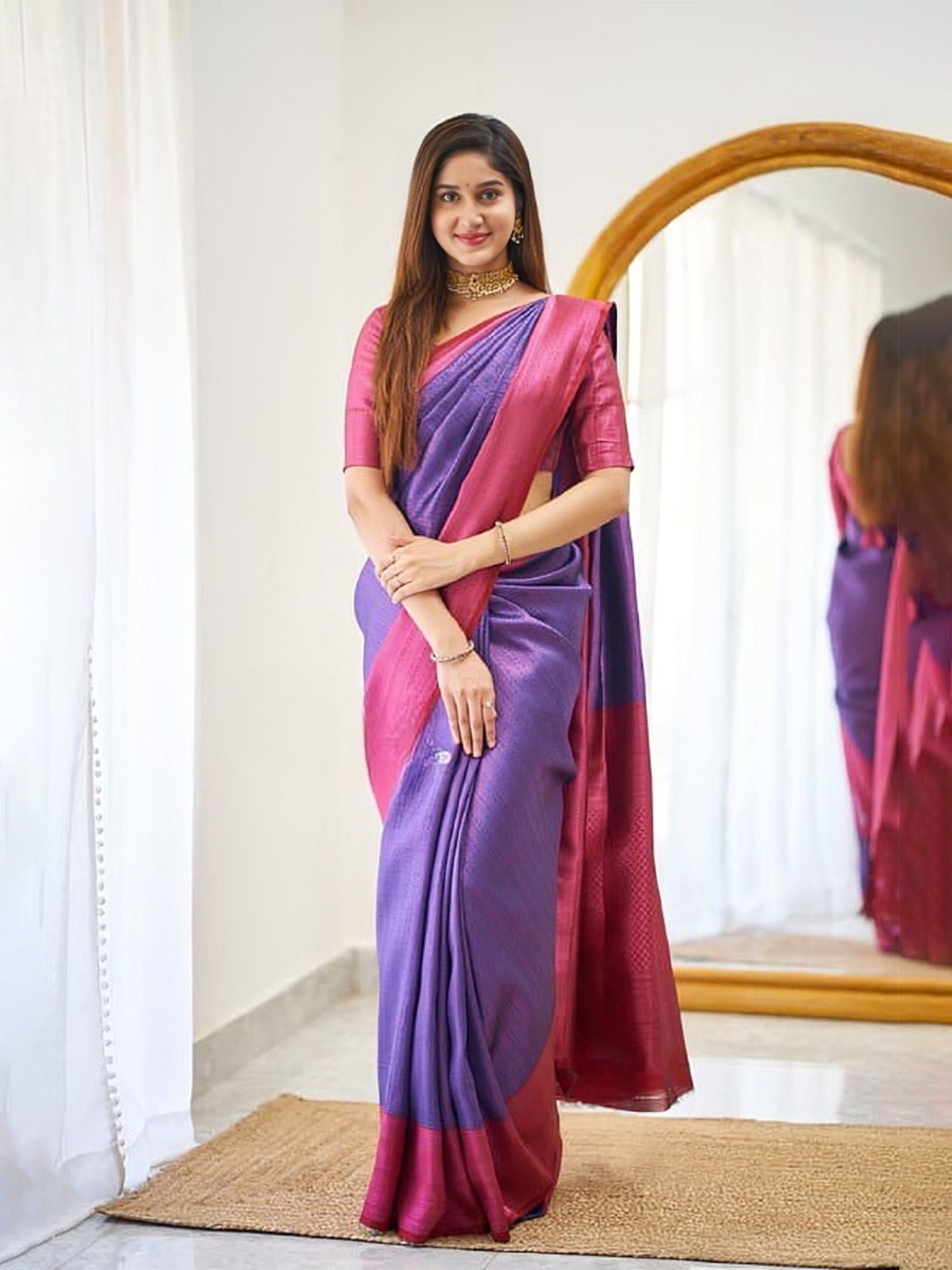 

Aika Woven Design Zari Pure Silk Saree, Blue