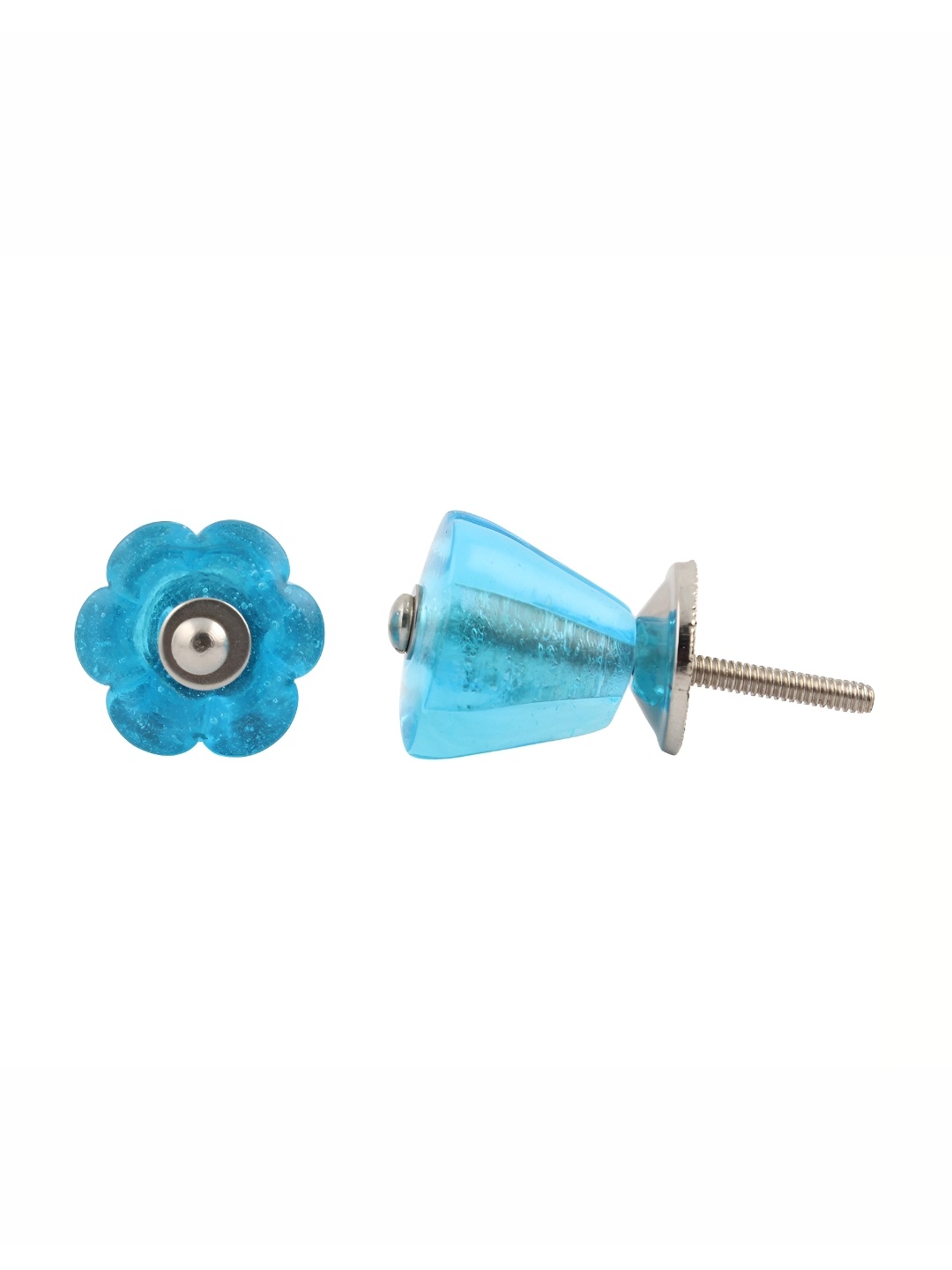 

Indianshelf Blue 4 Pieces Flower Designed Hardware Drawer Knob
