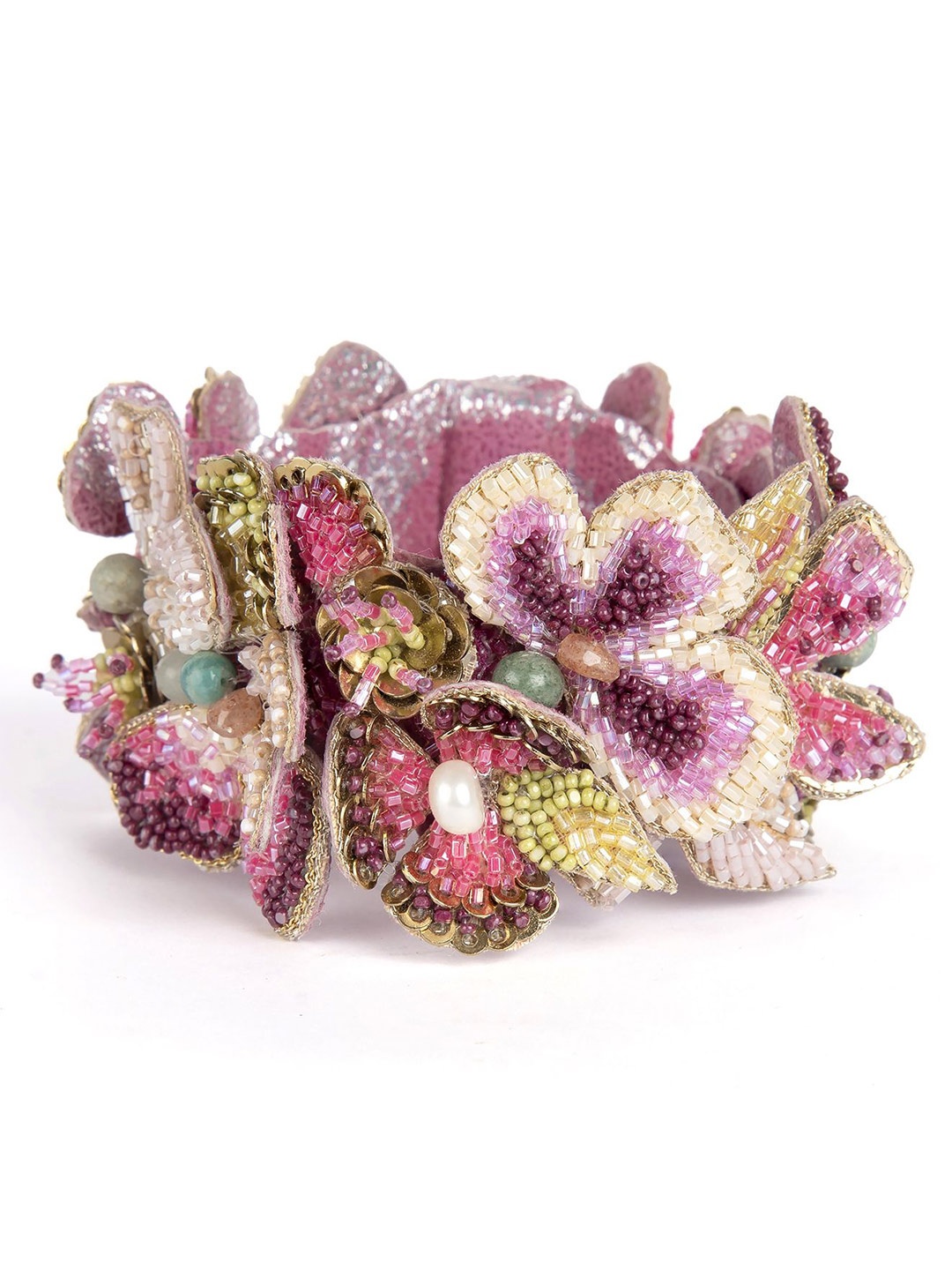 

Deepa Gurnani Brass-Plated Beaded Cuff Bracelet, Fuchsia