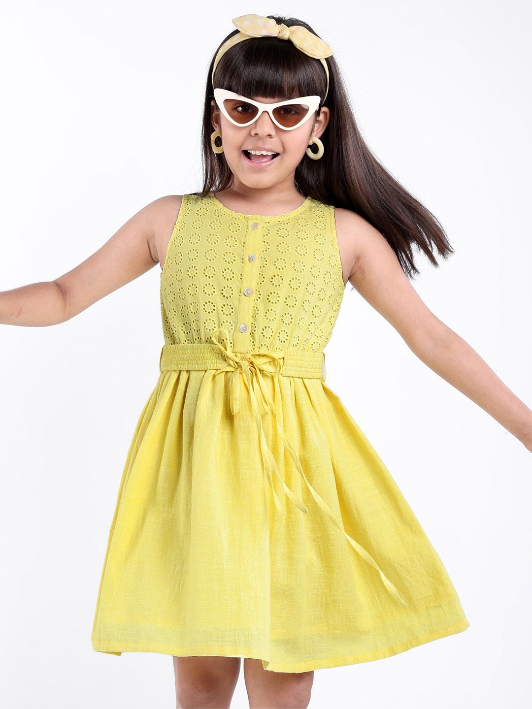 

ARIAS By LARA DUTTA Girls Solid Fit & Flare Dress, Yellow