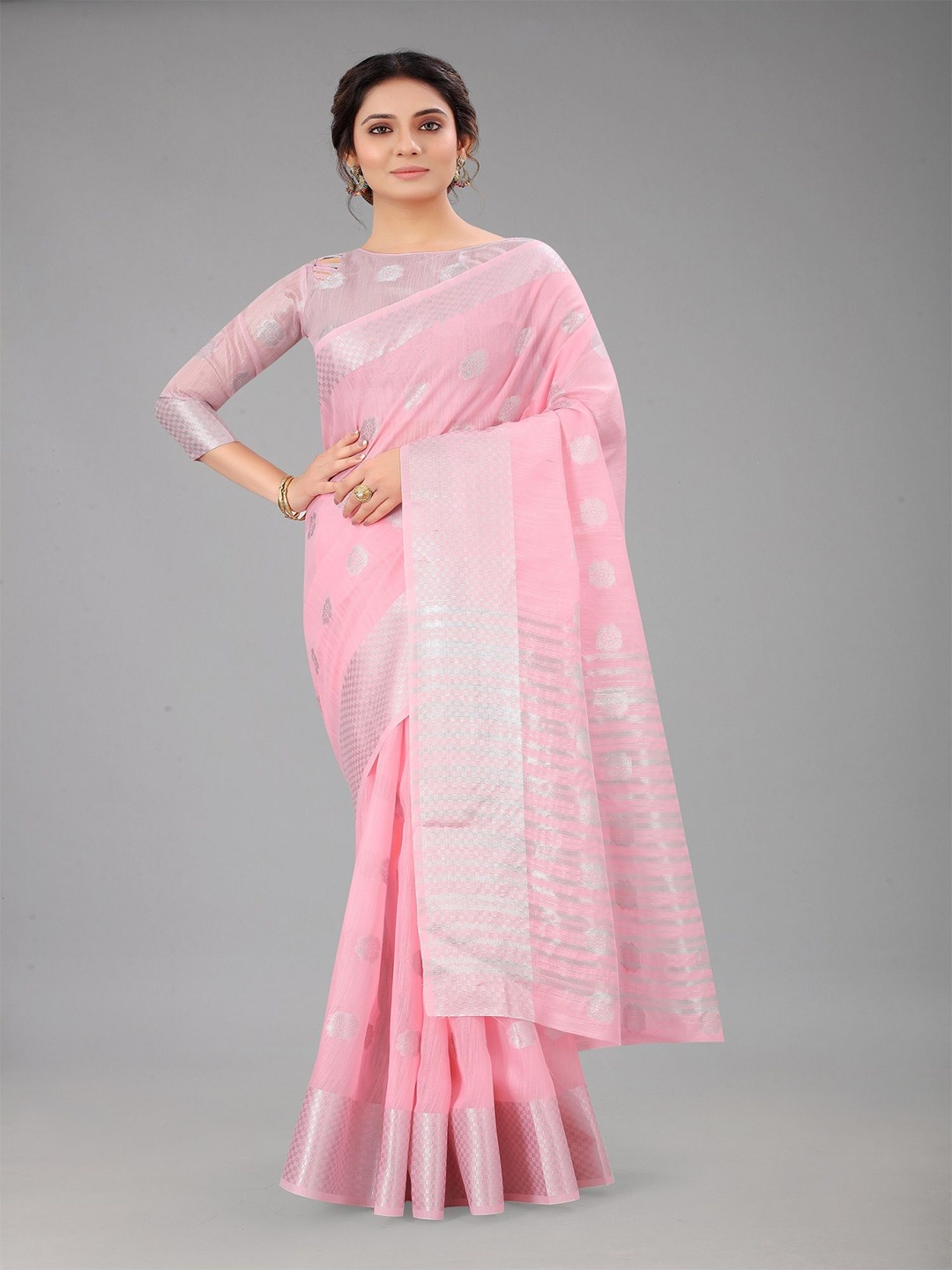 

Aika Woven Design Zari Saree, Pink