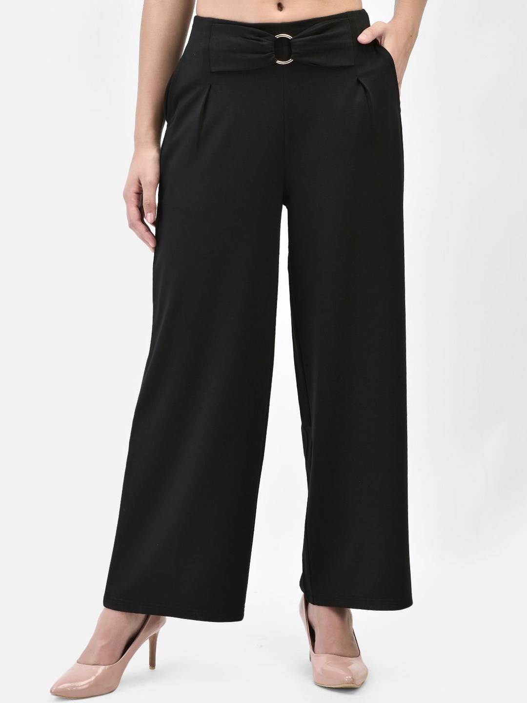 

FUTURO Women Relaxed Loose Fit Pleated Trousers, Black