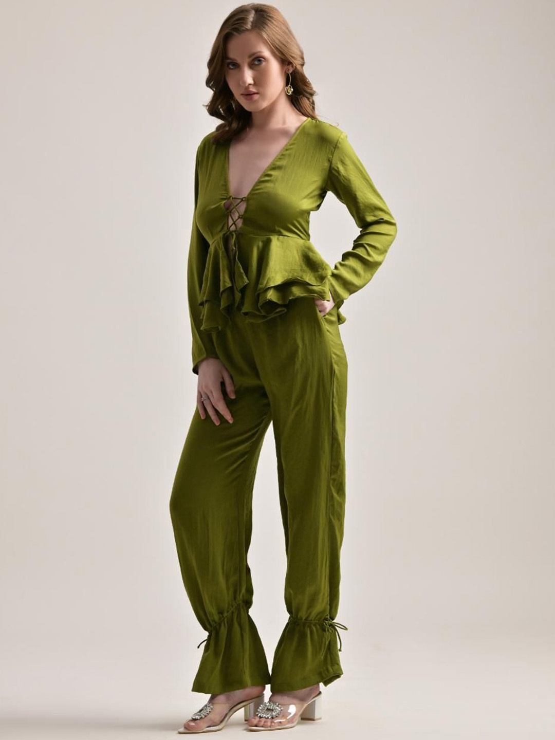 

The Samoa Long Sleeves Top With Trousers, Green