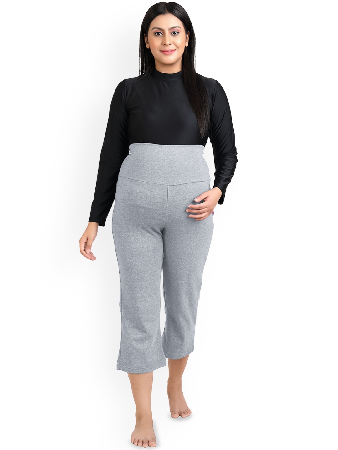 

Uzazi Three-Fourth Maternity Lounge Pants, Grey melange