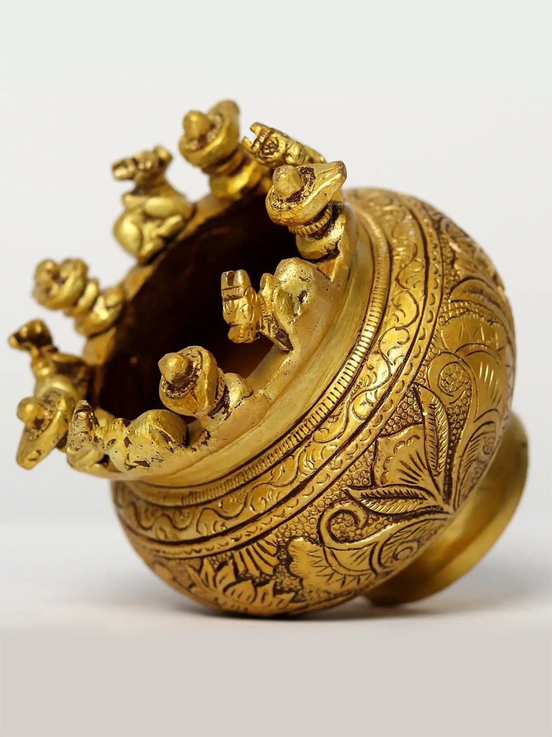 

Exotic India 4" Incense Burner Shiva Linga and Nandi in Brass, Gold