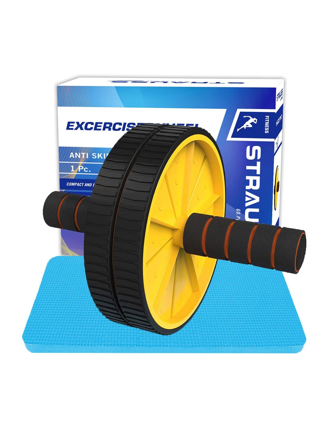 

STRAUSS Double Wheel Exercise Roller, Yellow