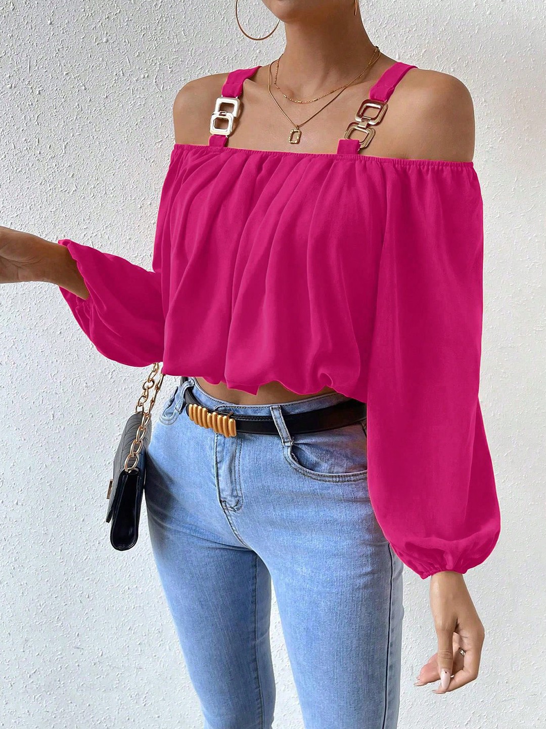 

StyleCast Women Solid Off-Shoulder Top, Pink