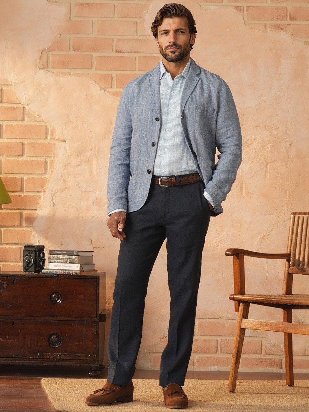 

Monks of Method Men Patchwork Jacket, Turquoise blue