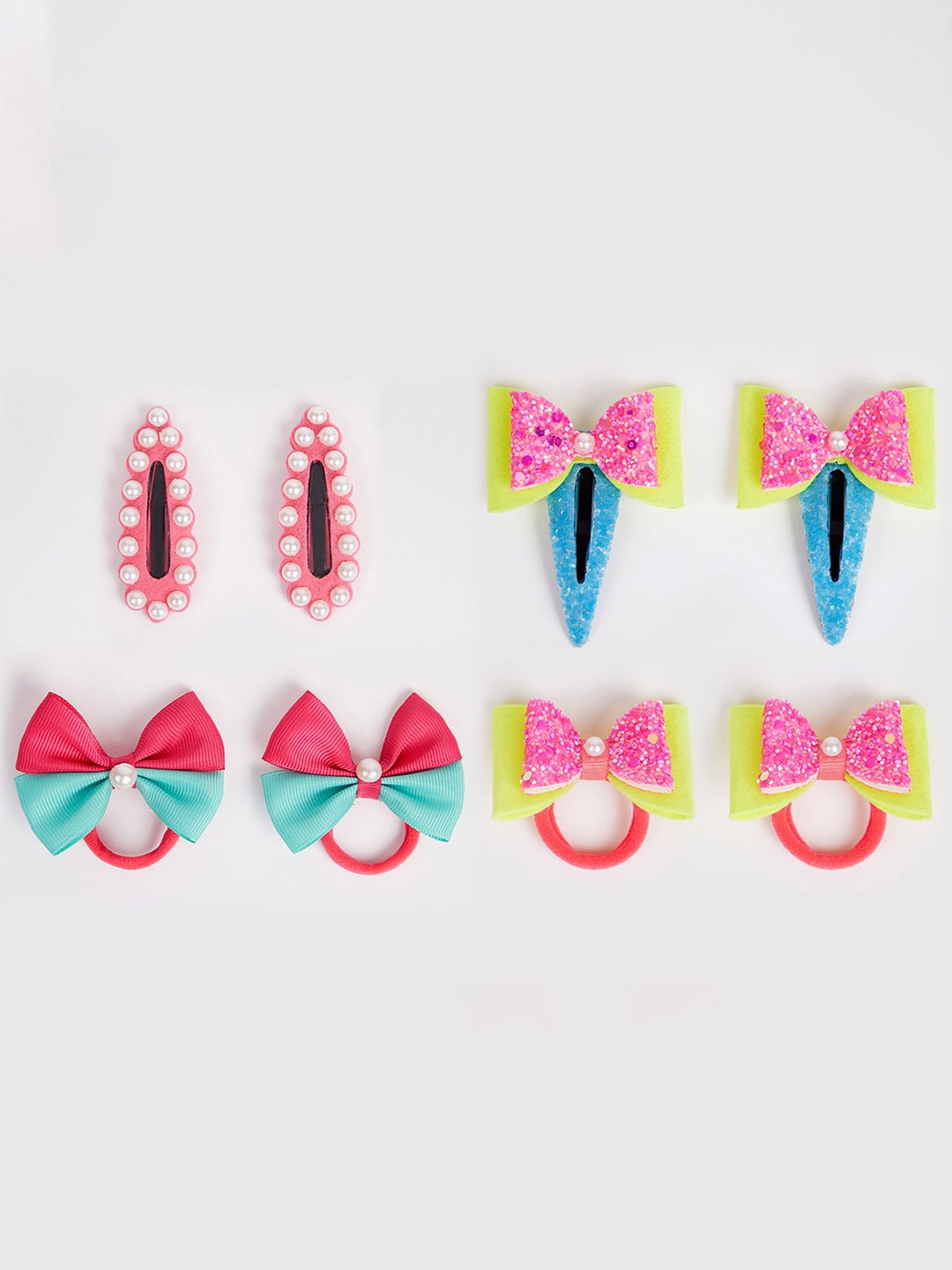 

RIBBON CANDY Set Of 8 Girls Embellished Hair Accessory, Pink