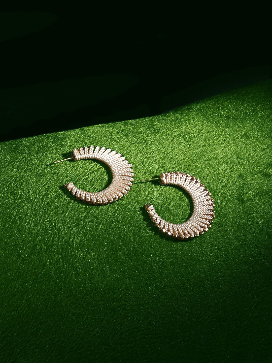 

Accessorize Threaded Circular Brass Drop Earrings, Cream