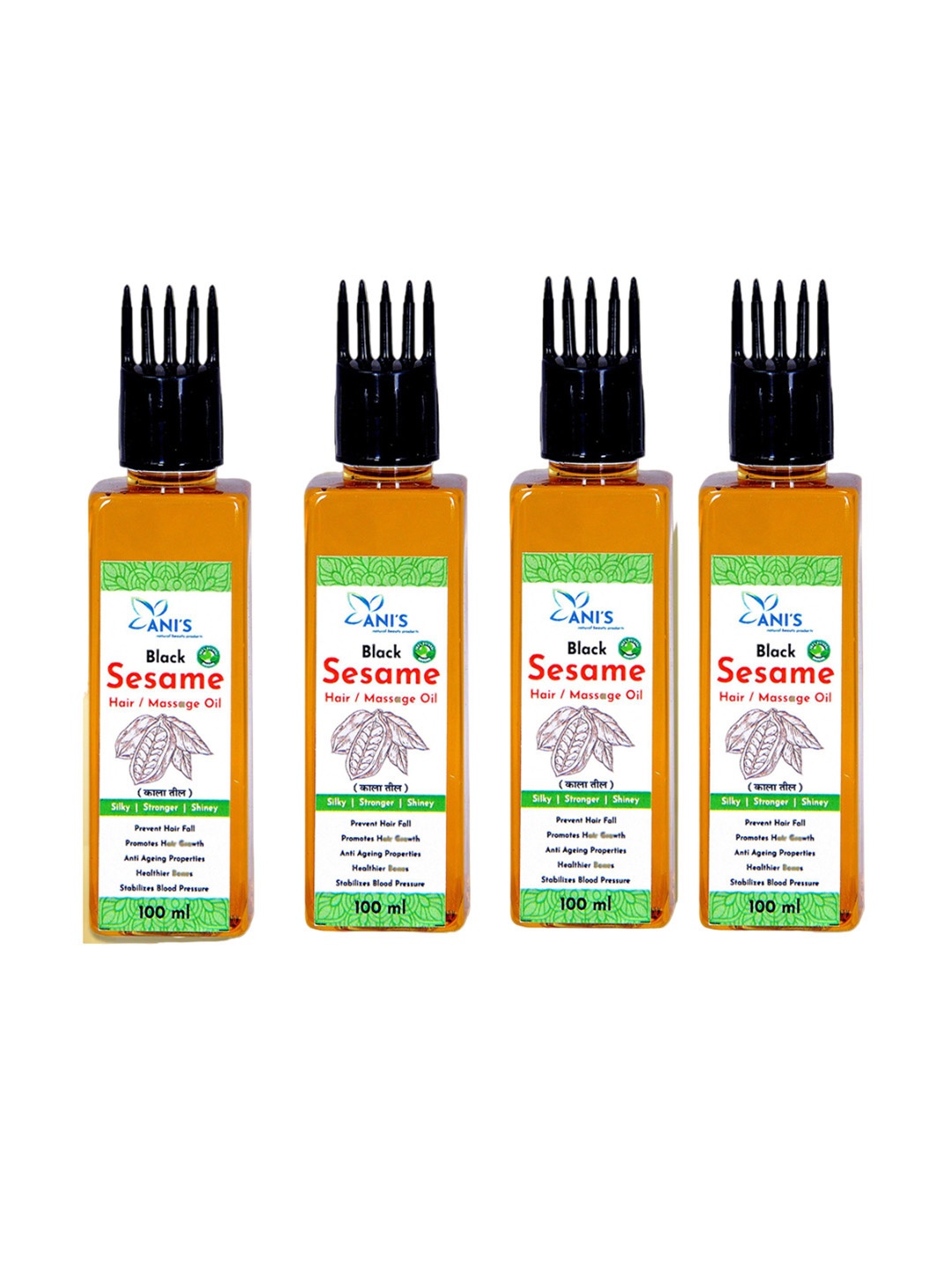 

ANI'S Set Of 4 Sesame Hair Oil For Strong & Silky Hairs - 100ml Each, Orange