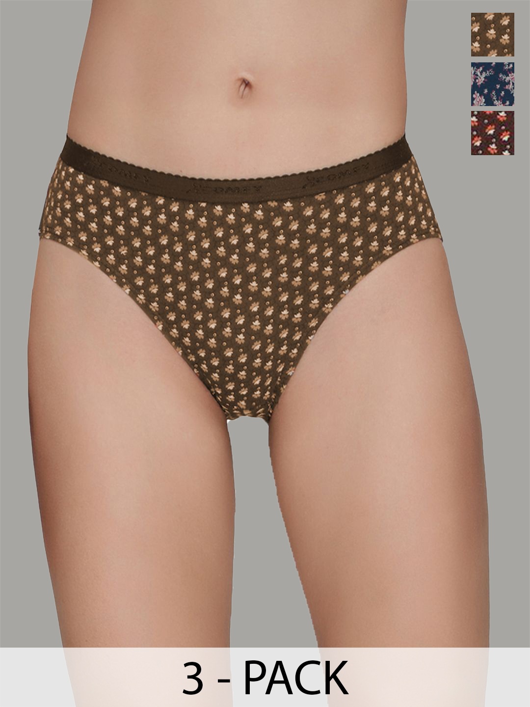 

AMUL COMFY Pack Of 3 Pure Cotton Printed Hipster Briefs AC-PRPANOE-LB-MA-NY-4XL-3PC, Brown