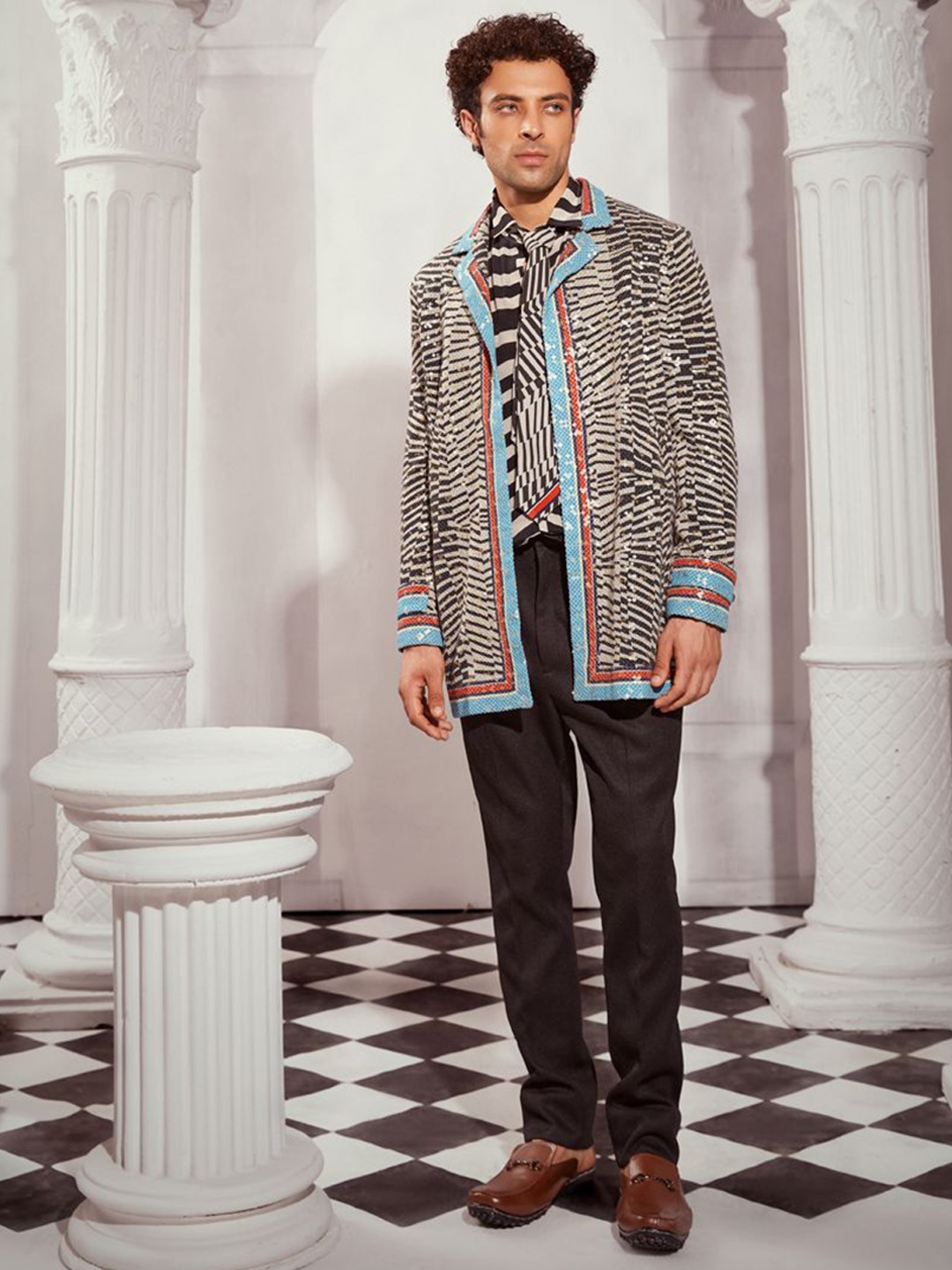 

CONTRAST BY PARTH Printed Blazers, Blue