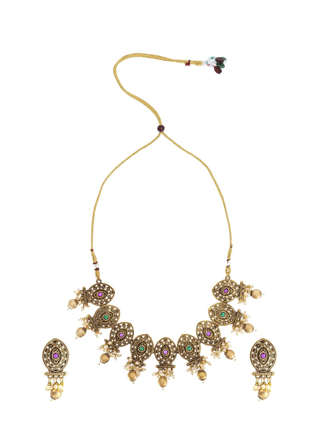 

Shining Jewel - By Shivansh Gold Plated Cubic Zirconia Studded Jewellery Set