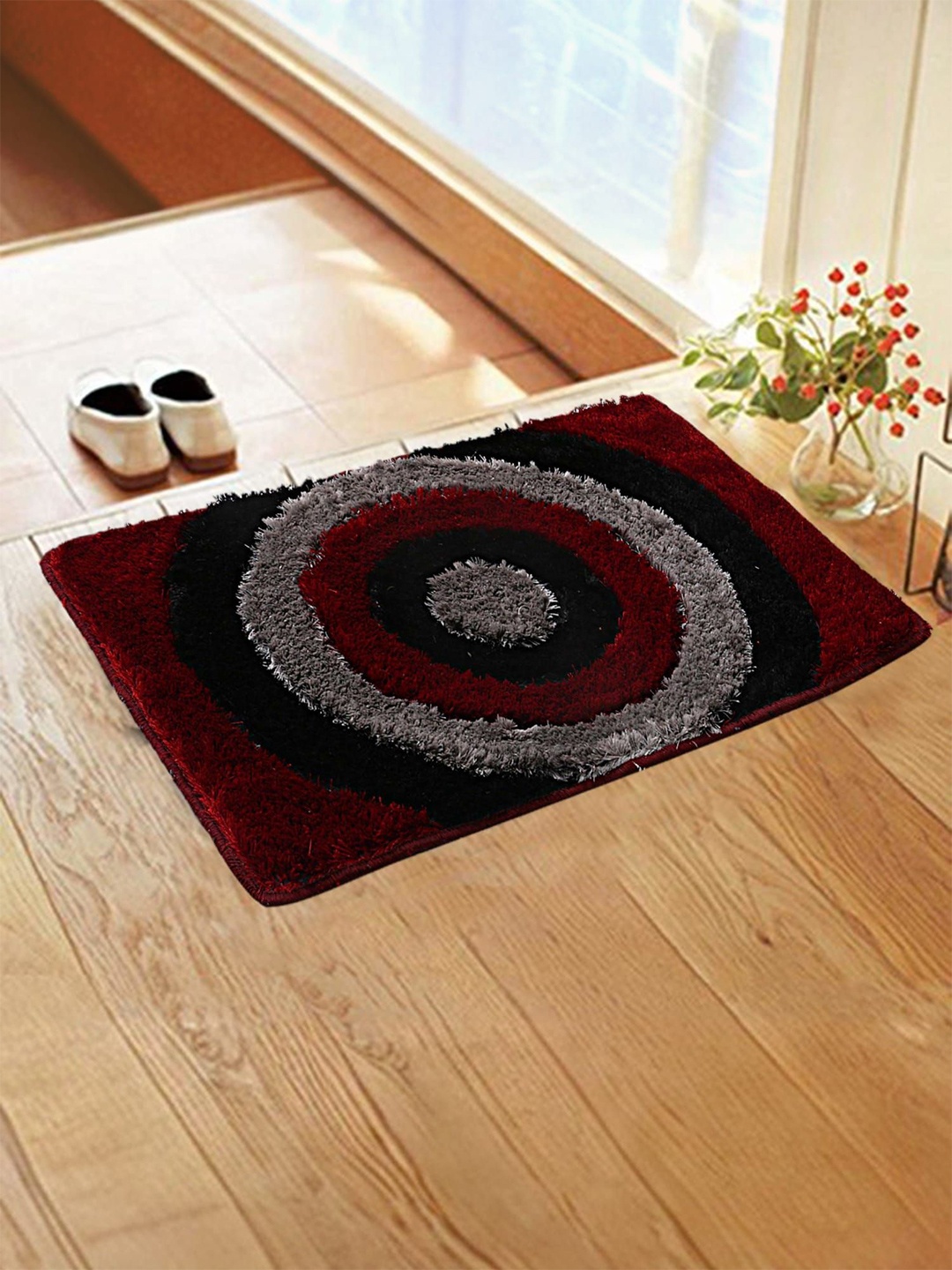 

Kuber Industries Maroon & Black Rectangular Textured Doormat