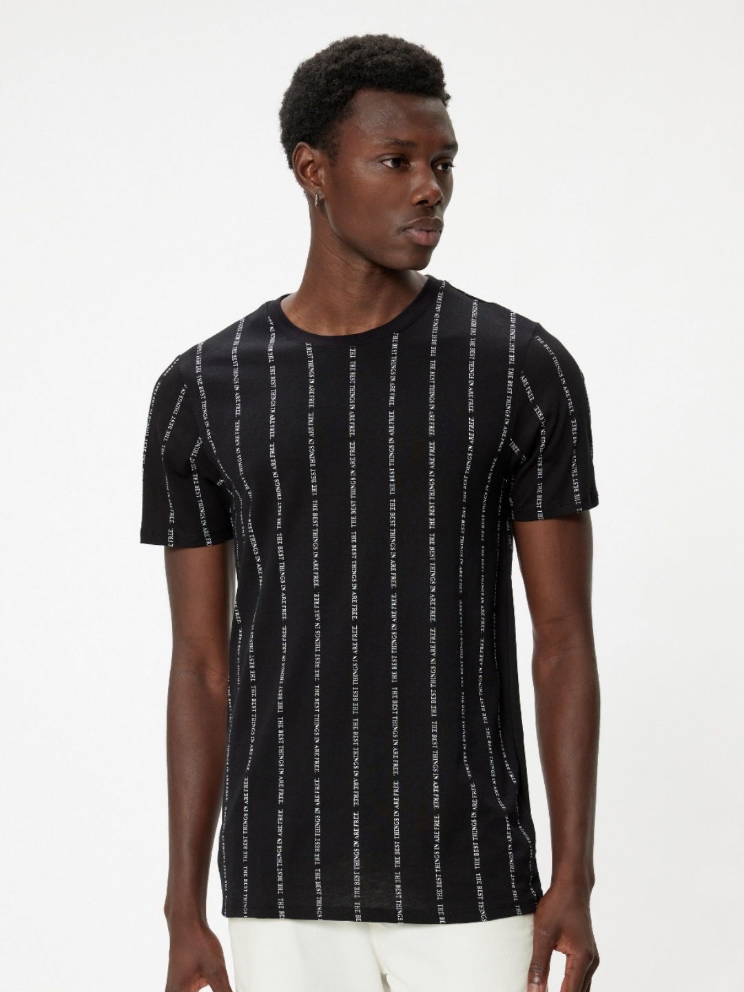 

Koton Men Striped Extended Sleeves Pockets Slim Fit T-shirt, Black