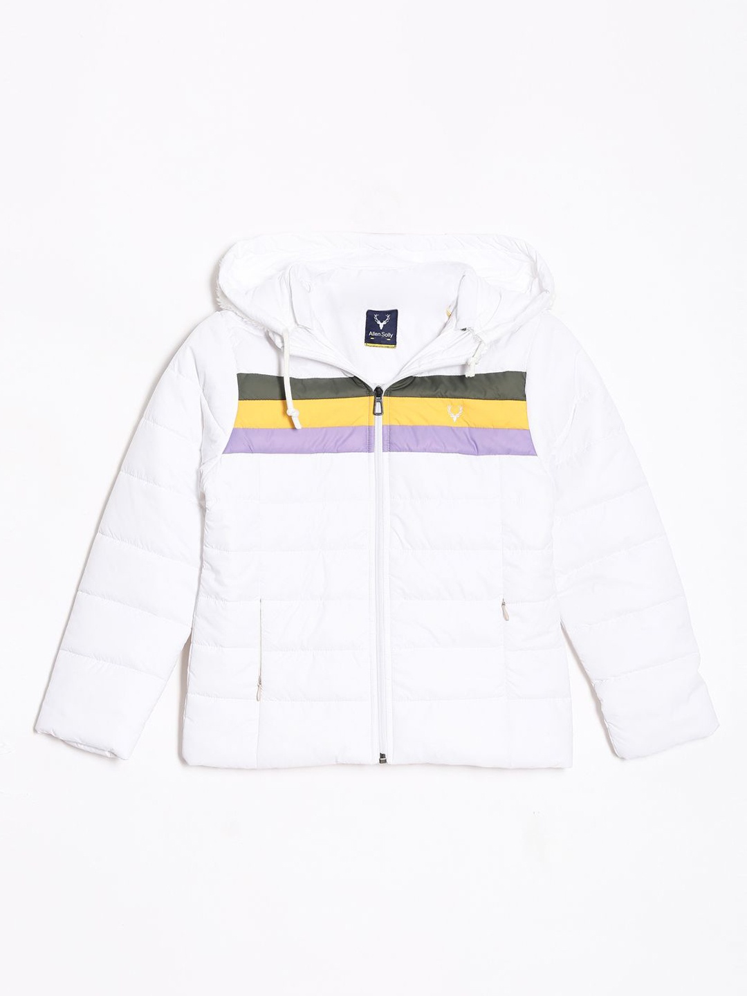 

Allen Solly Junior Girls Colourblocked Crop Padded Jacket, White