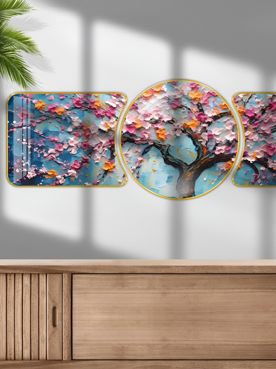 

Aura Blue & Pink 1 Piece Wood Floral and Botanical Wall Paintings