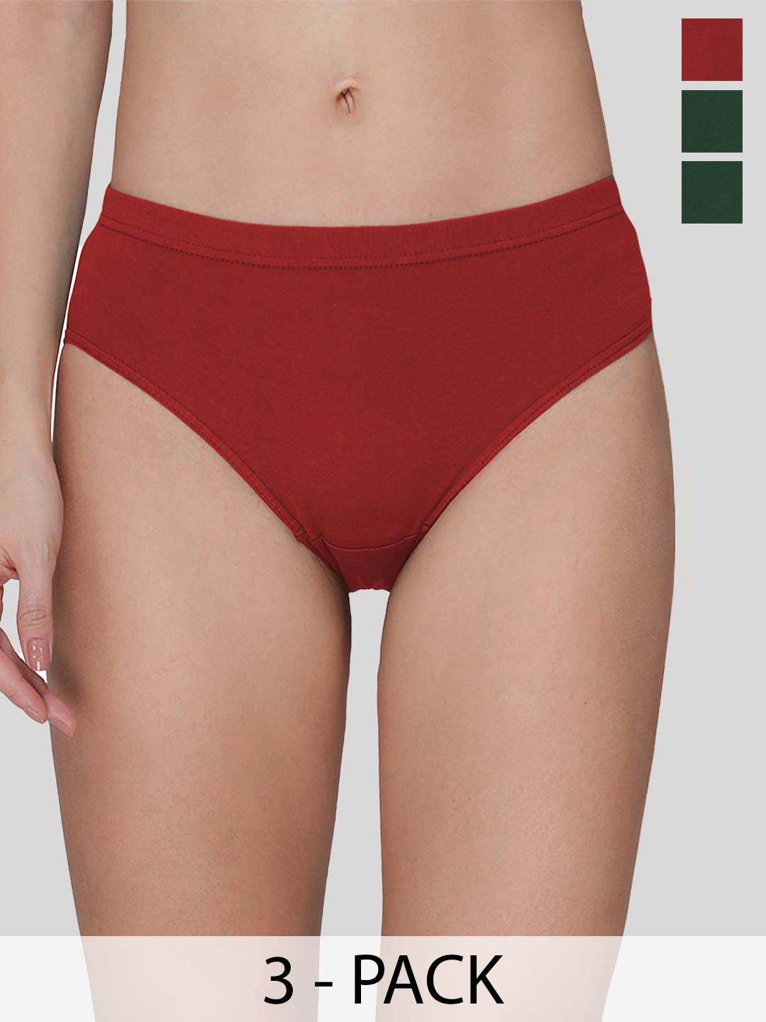 

AMUL COMFY Pack Of 3 Pure Cotton Ribbed Briefs AC-PLPANIE-CE-CB-EG-S-3PC, Multi