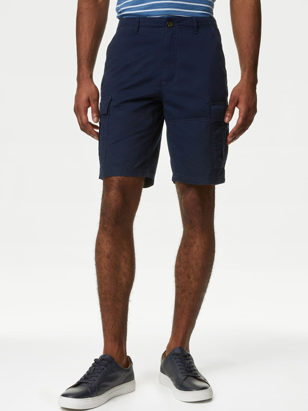 

Marks & Spencer Men Pure Cotton Cargo Shorts, Navy blue