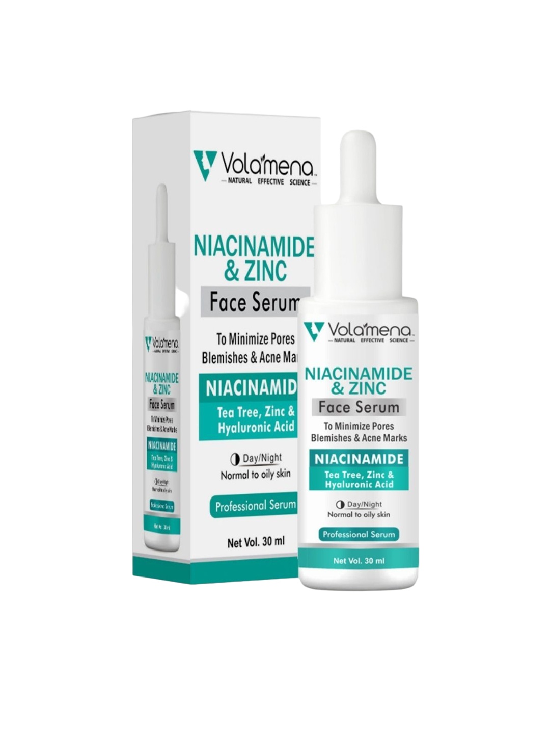 

Volamena Niacinamide, Zinc, Anti-Blemish And Pore Minimizing Face Serum-30ml, White