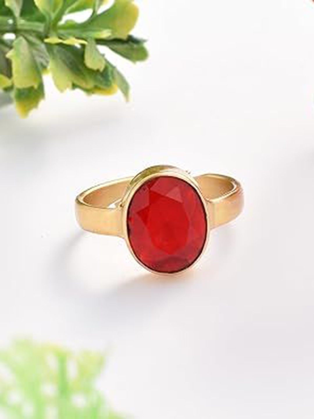 

LMDPRAJAPATIS Gold Plated Sterling Silver Stone Studded Adjustable Finger Ring