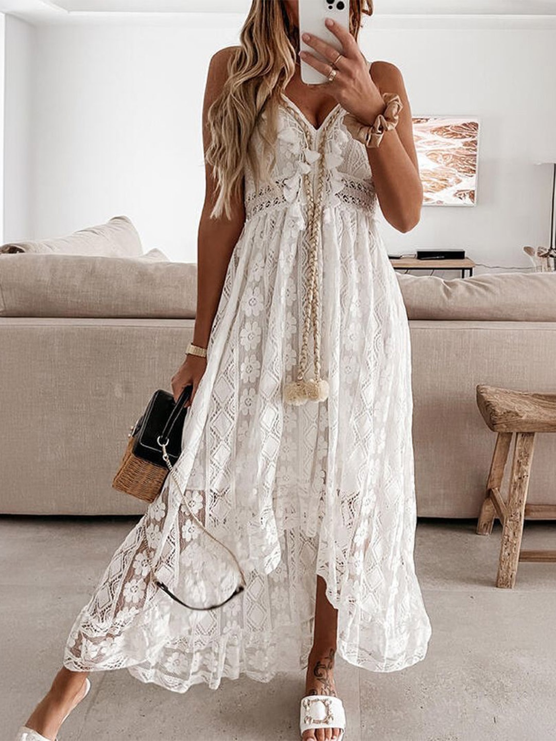 

StyleCast Floral A-Line Maxi Dress, White