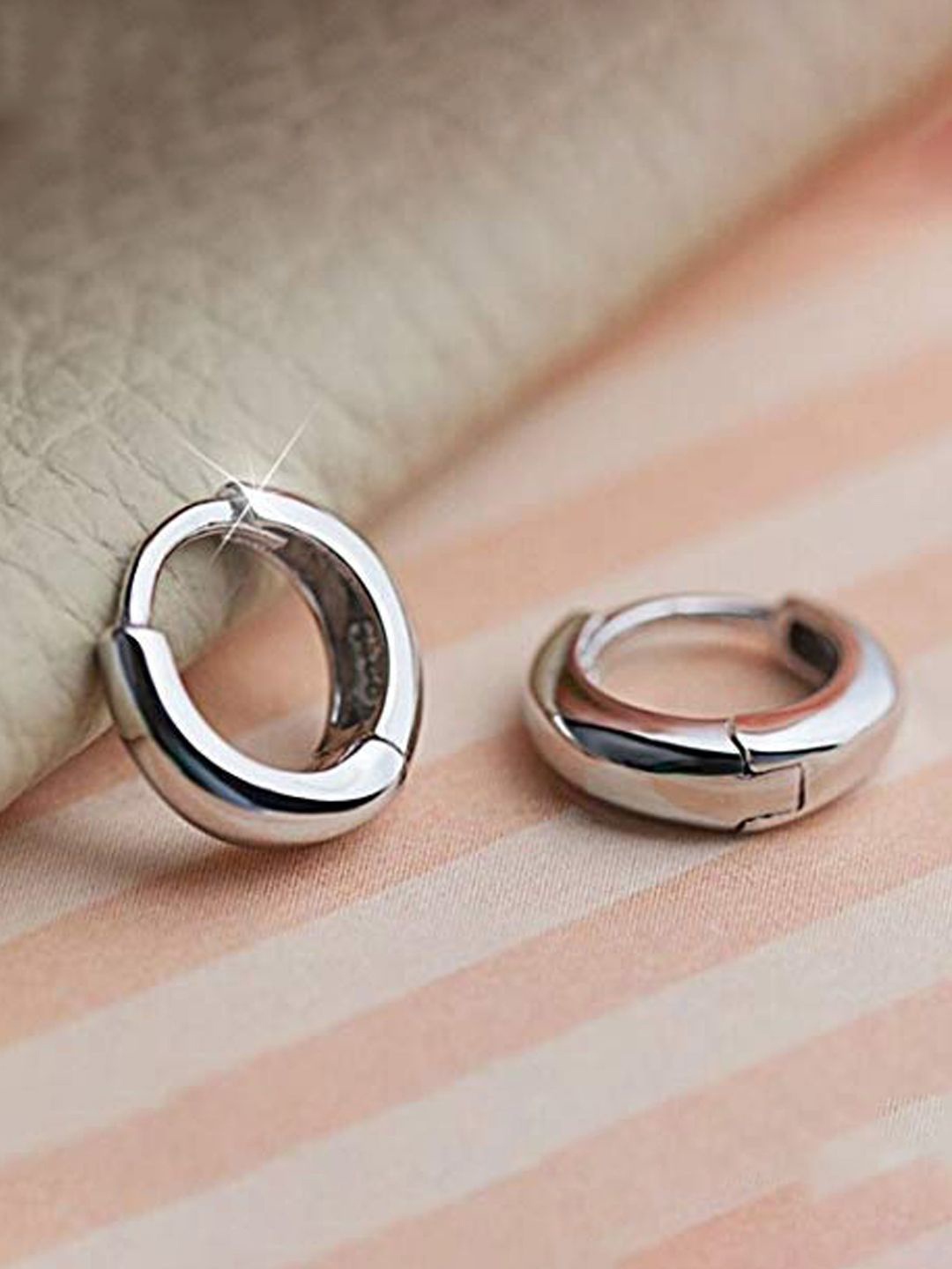 

KRENOZ Men Stainless Steel Hoop Earrings, Silver