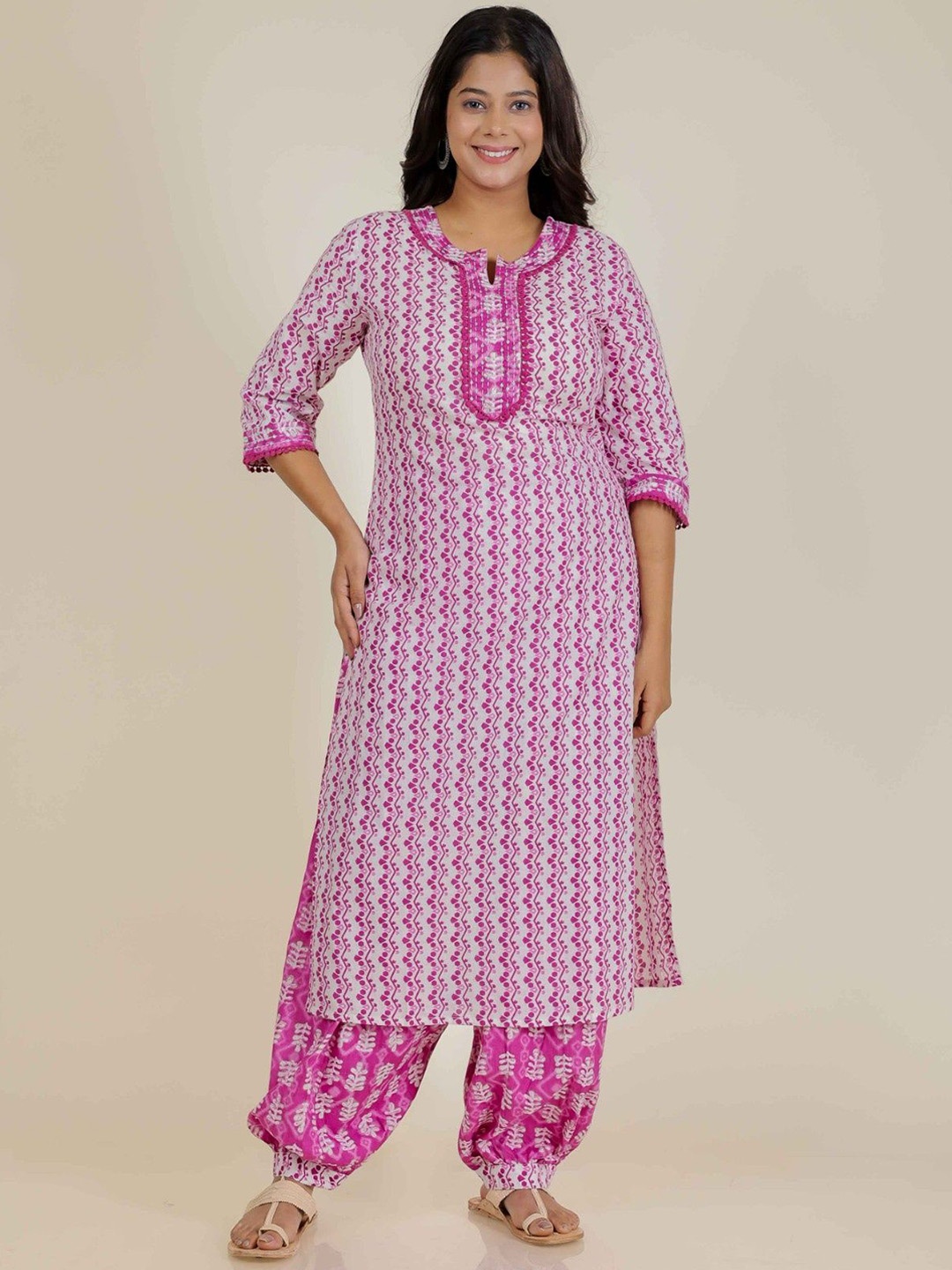 

Aramya Abstract Printed Regular Pure Cotton Kurta with Salwar, Pink