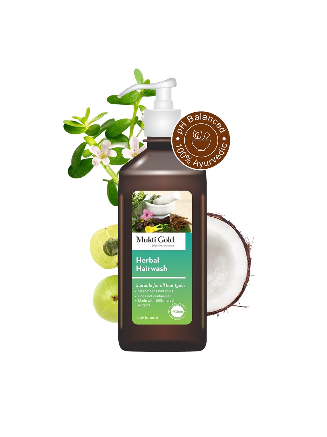 

Mukti Gold Herbal Hairwash With Dispenser- 400ml, Brown