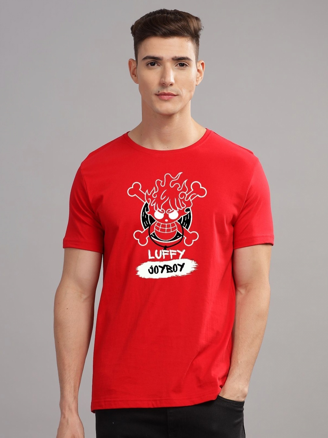 

ADRO Men Printed Applique T-shirt, Red