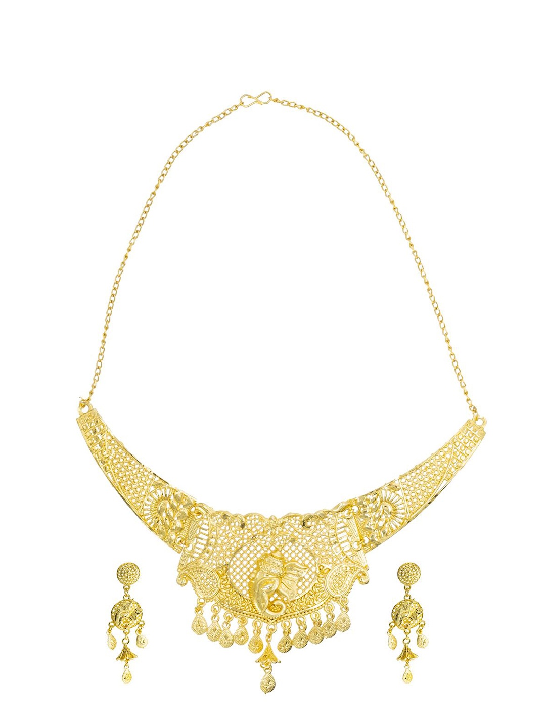 

Shining Jewel - By Shivansh Gold Plated Lord Ganesha Design Bridal Jewellery Set