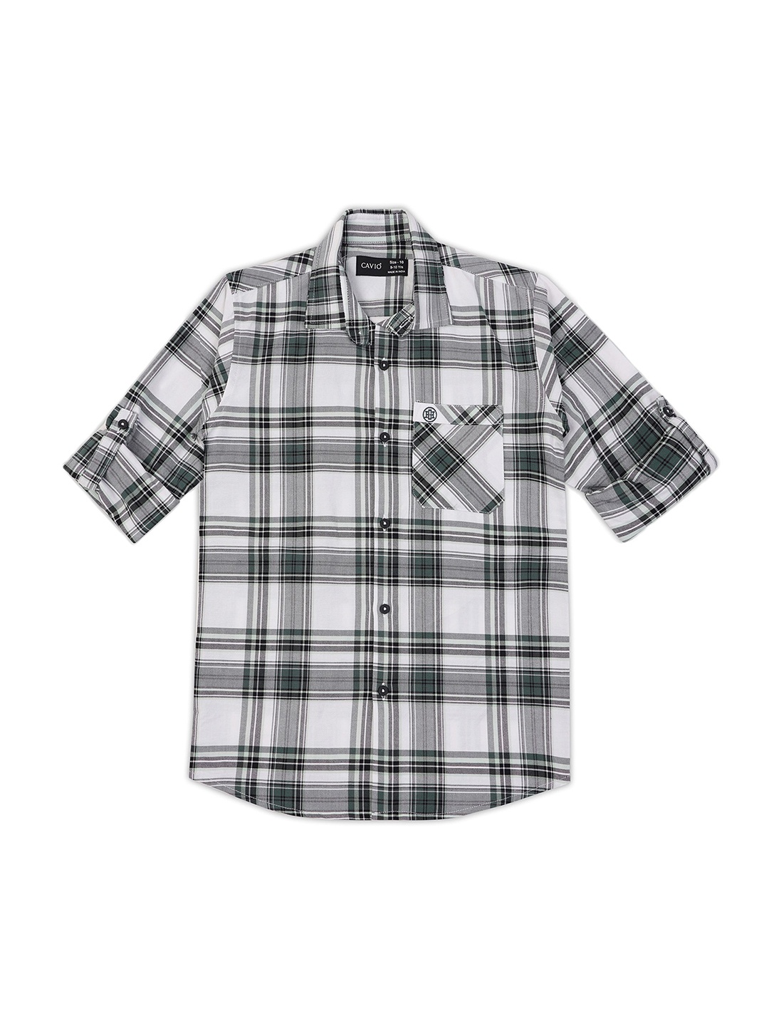 

CAVIO Boys Comfort Spread Collar Tartan Checked Cotton Casual Shirt, Grey