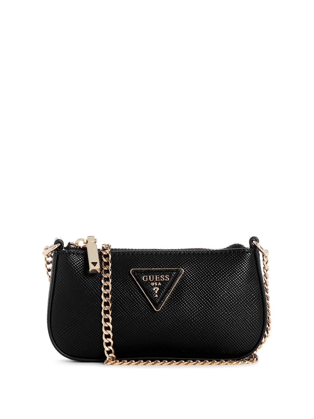 

GUESS Textured PU Structured Sling Bag with Quilted, Black