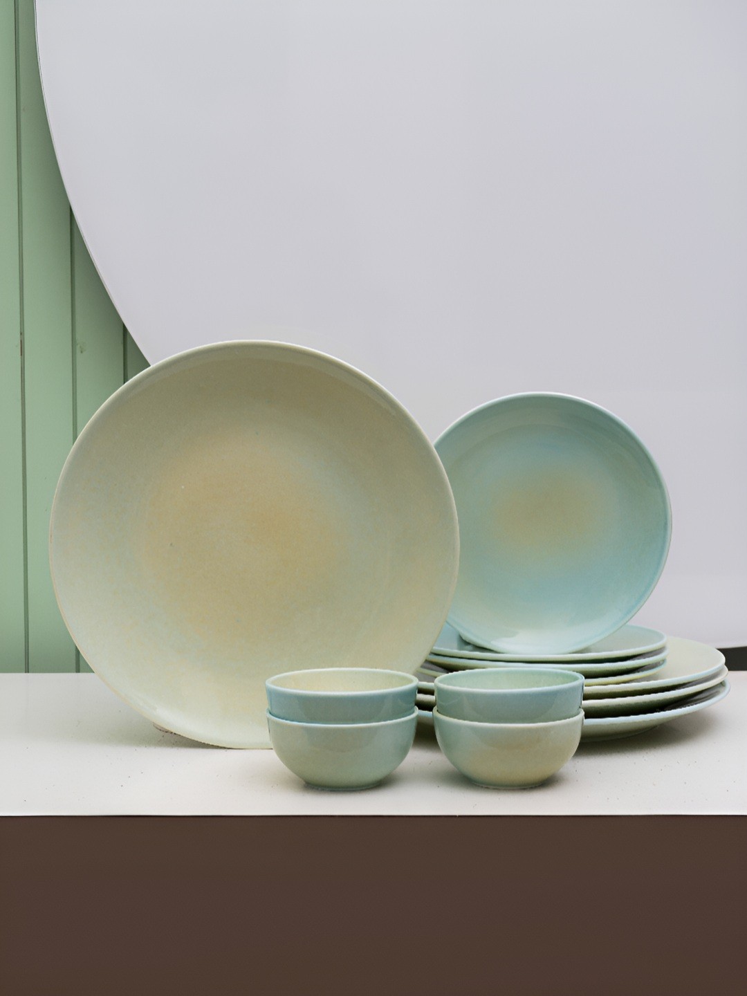 

JCPL Reactive Set Of 12 Green Dinner Set