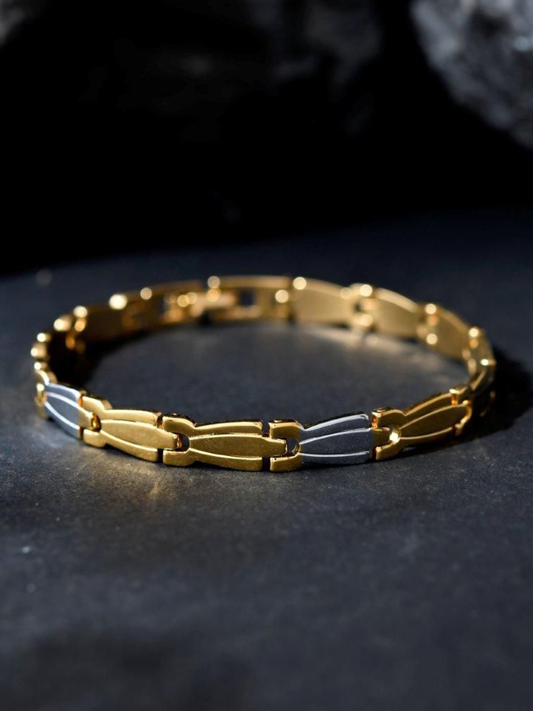 

VOJ Men Gold Plated Stainless Steel Charm Bracelet